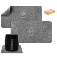 Argan Sea 2Pcs Sliding Heat Resistant Mat with Biodegradable Sponge for Air Fryer and Kitchen Appliances| Sliding Heat Protector Mat Compatible with Ninja Dual Airfryer,Tower,Cosori,Gourmia-Light Grey