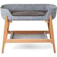 Pup & Kit PetNest Bedside Stand - Natural Stand/Grey Mattress, Brown