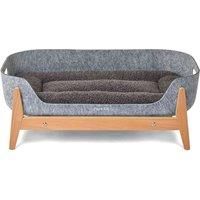 Pup & Kit Petnest & Raised Stand - Natural Stand/Grey Mattress, Brown