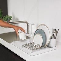ReBorn - Recycled Dish Draining Rack - Kitchen Sinkside Drainer - Holds up to 10 Plates - Removable Cutlery Basket - Stainless Steel Rack - Made in Britain (Grey, Large)