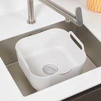 ReBorn - Recycled Washing Up Bowl - Kitchen Dish Wash & Drain - Large Carry Handles - Integrated Plug - Useful Pour Spout - 9 Litres Capacity - Made in Britain (Stone)