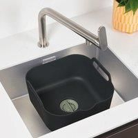 ReBorn - Recycled Washing Up Bowl - Kitchen Dish Wash & Drain - Large Carry Handles - Integrated Plug - Useful Pour Spout - 9 Litres Capacity - Made in Britain (Sage Green & Charcoal Grey)