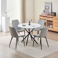 Seattle Dining Table With 4 Grey Amelia Velvet Chairs, Green