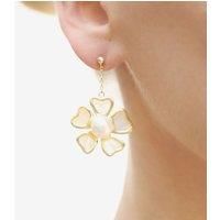Jeanne Pearl and Mother-of-Pearl Flower Earrings - Gold Vermeil
