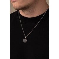 Outrage London Men's Men's Silver Black Onyx Stone Pendant Chain | Size: 24 inches