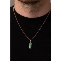 Outrage London Men's 18K Gold Turquoise Stone Pendant Necklace | Size: 24 inches