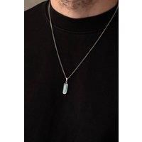 Outrage London Men's Men's Silver Turquoise Stone Pendant Necklace | Size: 18 inches