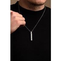 Outrage London Men's Silver 4-Sided Engraved Bar Pendant Necklace | Size: 20 inches
