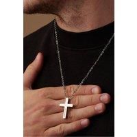 Outrage London Men's Silver Personalised Cross Pendant Necklace | Size: 20 inches