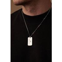 Outrage London Men's Silver Dog Tag Engravable Pendant Necklace | Size: 18 inches