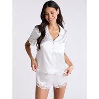 Boux Avenue Amelia Short Sleeve Revere & Short Set - Ivory Mix