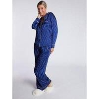Boux Avenue Luxe Spot Long Sleeve Revere Pj Set - Navy Mix
