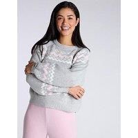 Boux Avenue Reindeer Knit Lounge Christmas Jumper - Mix - Grey