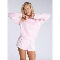Boux Avenue Heart Plush Crew & Short Pj Set - Pink Mix