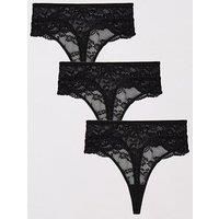 Boux Avenue Monica Pack Of 3 High Waisted Thongs - Black
