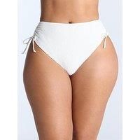 Boux Avenue Ibiza Texture Ruched High Waisted Briefs - Ecru