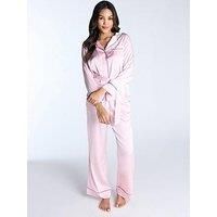 Boux Avenue Luxe Satin Piped Long Pant - Light Pink