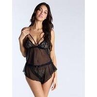 Boux Avenue Antonella Mesh & Lace Cami Set - Black