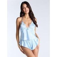 Boux Avenue Giselle Emb & Satin Cami Set - Light Blue