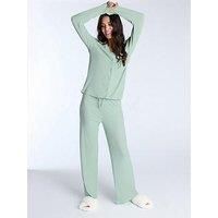 Boux Avenue Pyjama Trousers Women's Soft Ribbed Comfy Wide Leg Pants Nightwear