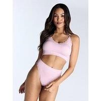Boux Avenue Rib Lace Trim Thong - Dusky Pink