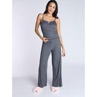 Boux Avenue Rib Rosebud Cami & Pant Set - Charcoal