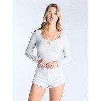 Boux Avenue Pointelle Ditsy Floral Ls Set - Blue Mix