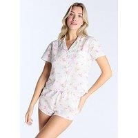 Boux Avenue Pointelle Ditsy Floral Ss Set - Ivory Mix