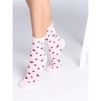 Boux Avenue Heart Cotton 2 Pack Ankle Socks - Pink Mix