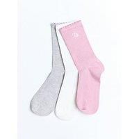 Boux Avenue Scallop 3 Pack Cotton Socks - Pink Mix