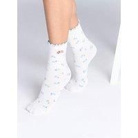 Boux Avenue Rosebud 2 Pack Ankle Socks - Blue Mix