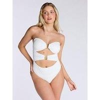 Boux Avenue Adria Bandeau Swimsuit - White