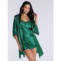 Boux Avenue Amelia Satin Robe - Green