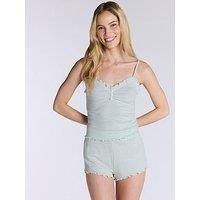 Boux Avenue Stripe Rib Cami Pyjama Set - Green
