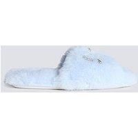 Boux Avenue Bow Embellished Slider Slipper - Powder - Blue