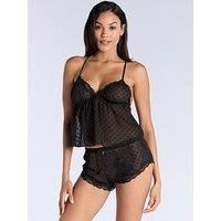Boux Avenue Heart Mesh Cami Set - Black