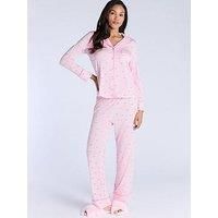 Boux Avenue Stripe Long Sleeve Revere & Pant Set - Pink Mix