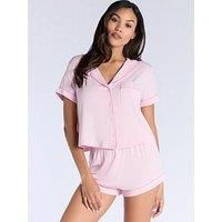 Boux Avenue Modal Short Sleeve Revere & Short Set - Dusky Pink
