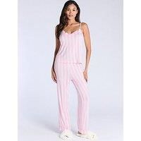 Boux Avenue Rib Frill Cami & Pant Set - Pink