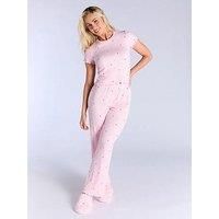 Boux Avenue Heart Print Long Pyjama Set - Pink Mix