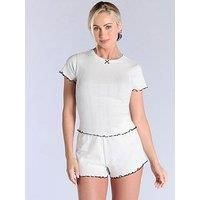 Boux Avenue Lettuce Tee & Short Set - Cream