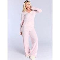 Boux Avenue Pointelle Button Top & Pant Set - Pink