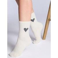 Boux Avenue Charcoal Heart Cosy Sock - Ivory Mix