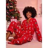 Boux Avenue Xmas Scene Pj In A Bag - Red