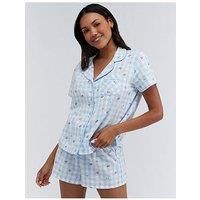 Boux Avenue Floral Gingham Shortie In A Bag - Blue