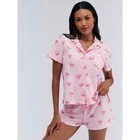 Boux Avenue Bow & Heart Shortie In A Bag - Pink