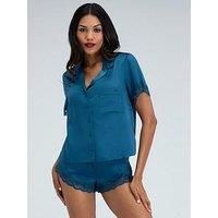 Boux Avenue Amelia Short Sleeve Revere & Short Set - Green