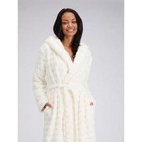 Boux Avenue Fur Heart Long Dressing Gown - Ivory
