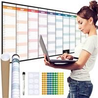 Academic Year Wall Planner 2023-2024 118x42cm Thick Laminated Mid Year Wall Calendar Aug /'23-Jul /'24 Dry Wipe Pen Coloured Stickers & Glue Dots Included by Glacient