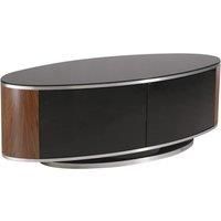 MDA LUNA High Gloss Black and Oak Oval TV Cabinet